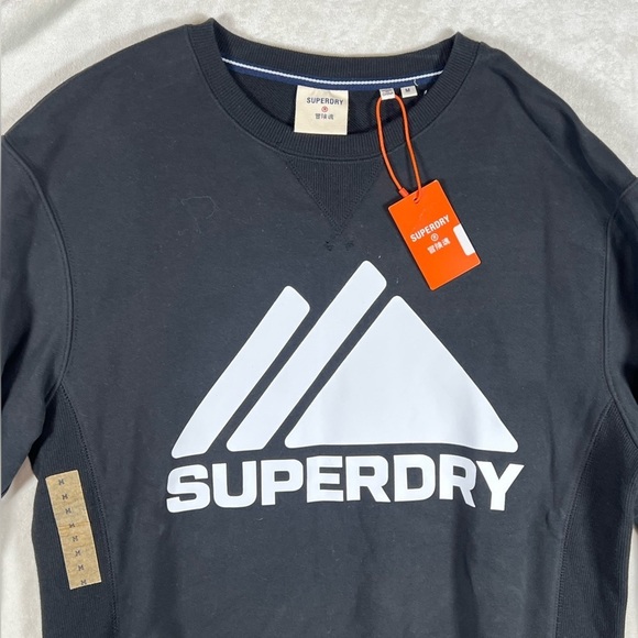 NWT Brand New Superdry Medium Black Crewneck Sweater Mountain Sport Mono Jumper - Picture 7 of 10